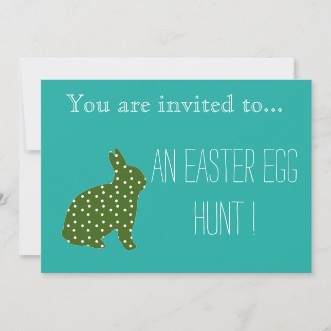 Easter Egg Hunt Easter party hip green bunny Invitation (Front)
