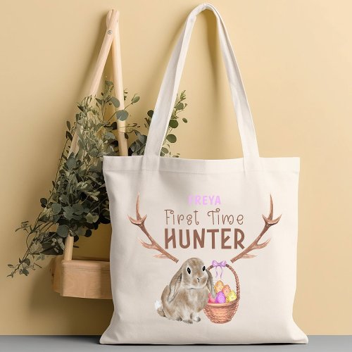 Easter Egg Hunt First Time Hunter Cute Girl Tote Bag