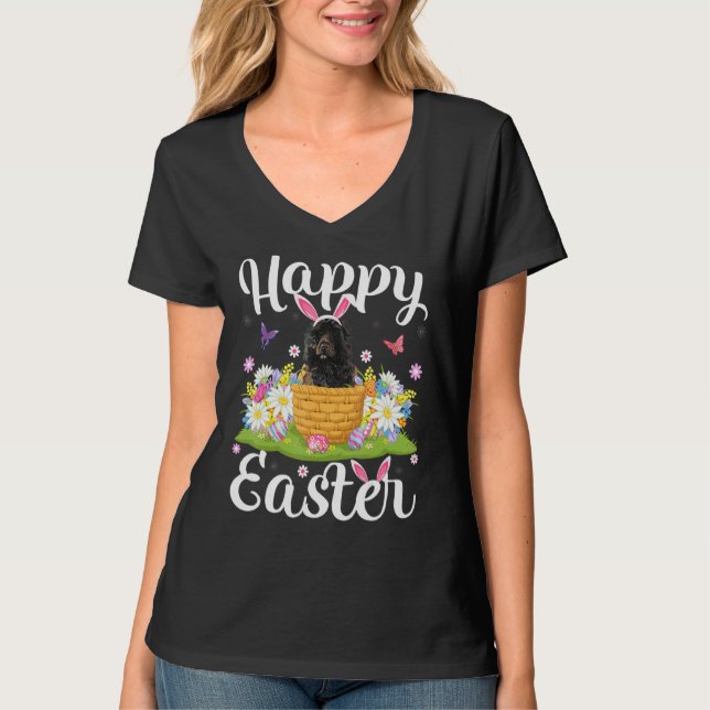 Easter Egg Hunt Floral Portuguese Water Dog Easter T-Shirt (Front)