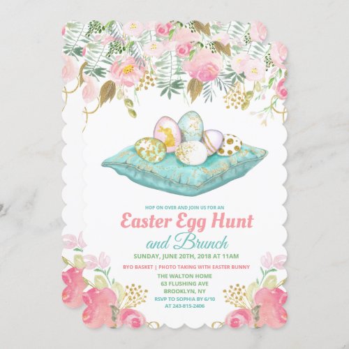 Easter Egg Hunt Floral Watercolor Invitation