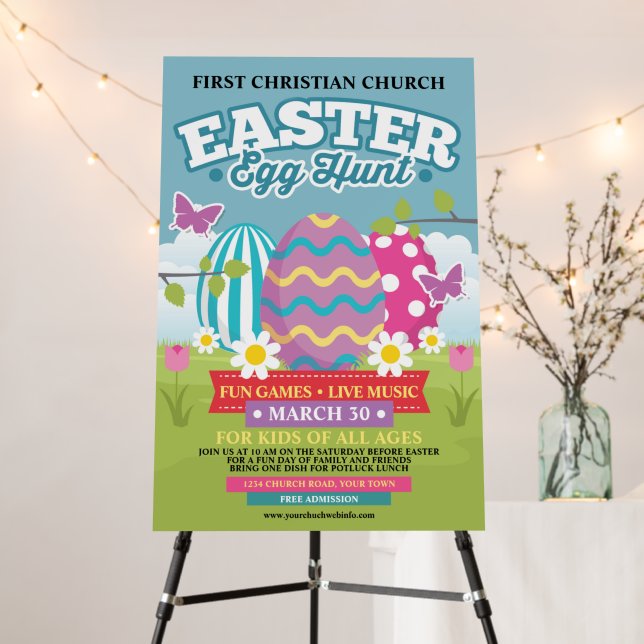 Easter Egg Hunt Foam Board Welcome Sign (In Situ (Stand))