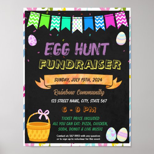 Easter Egg Hunt Fundraiser school event template Poster