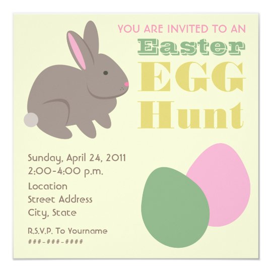 Easter Egg Hunt - Gray Bunny Card