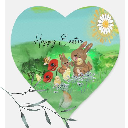 Easter egg hunt heart sticker