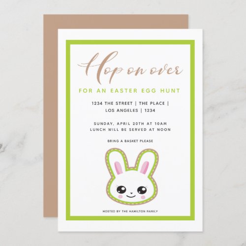 Easter Egg Hunt Hop On Over Bunny Personalized Invitation