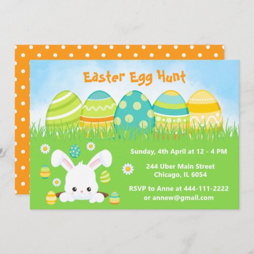 Easter Egg Hunt in Green and Yellow Invitation