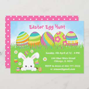 Easter Egg Hunt in Pink, Purple, Green Invitation