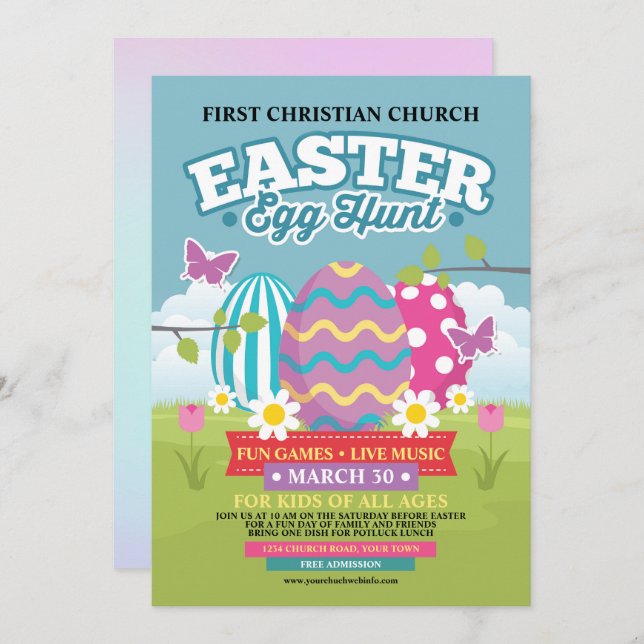 Easter Egg Hunt Invitation (Front/Back)