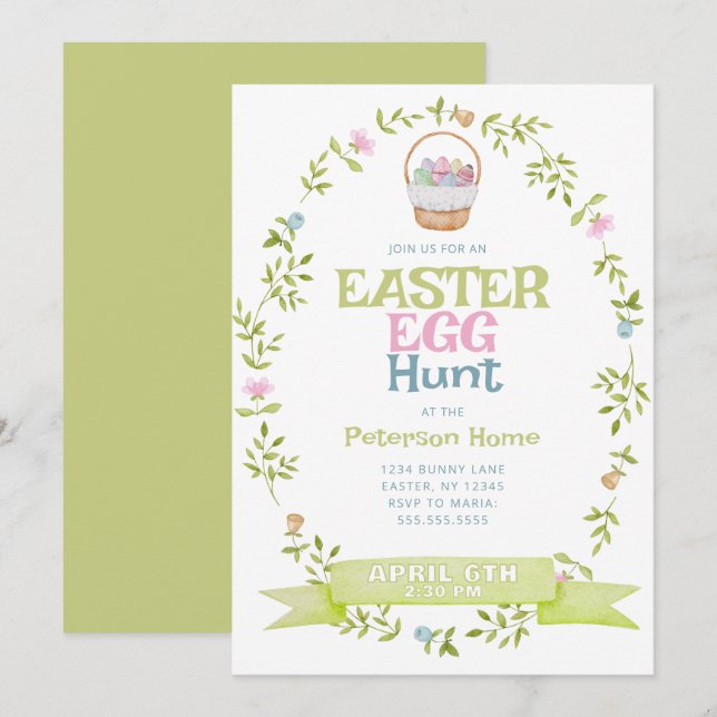 Easter Egg Hunt Invitation (Front/Back)