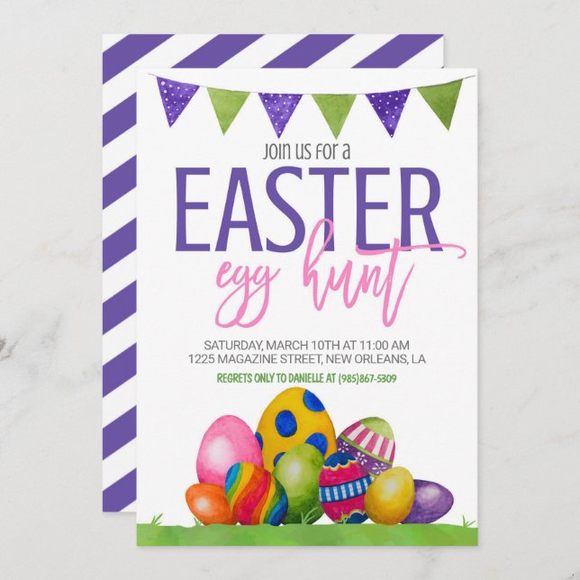 Easter Egg Hunt Invitation (Front/Back)