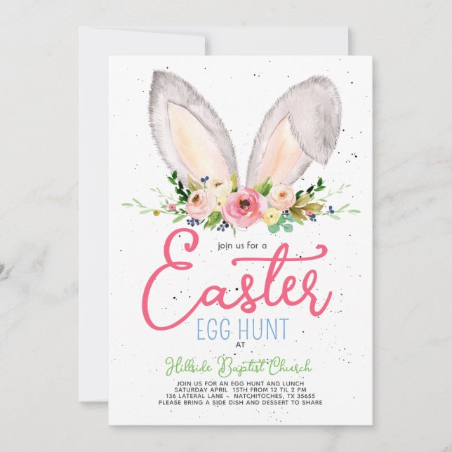 Easter Egg hunt invitation,  Church easter egg Inv Invitation (Front)