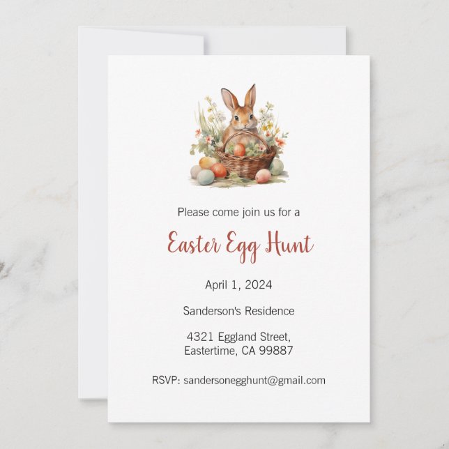 Easter Egg Hunt Invitation, Easter Party Invitation (Front)