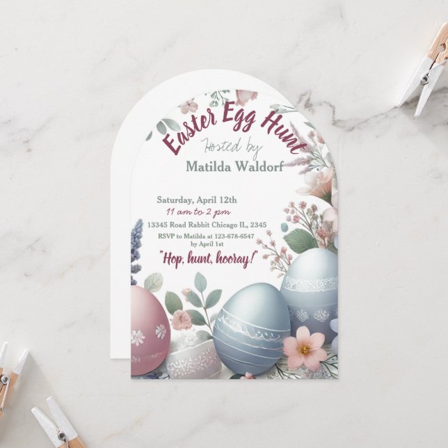 Easter Egg Hunt Invitation | Fun & Festive Invite (Front/Back In Situ)