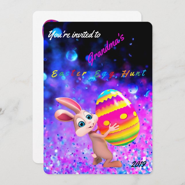 Easter Egg Hunt Invitation - Personalize Name/Year (Front/Back)