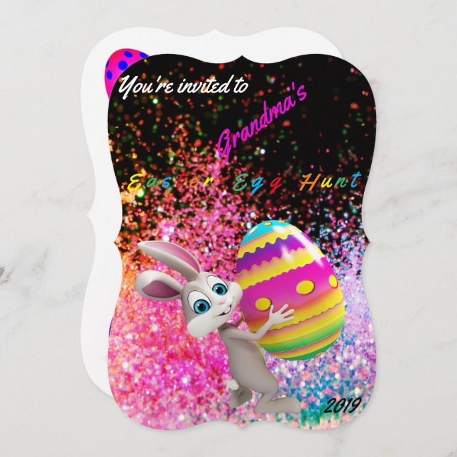 Easter Egg Hunt Invitation - Personalize Name/Year (Front/Back)