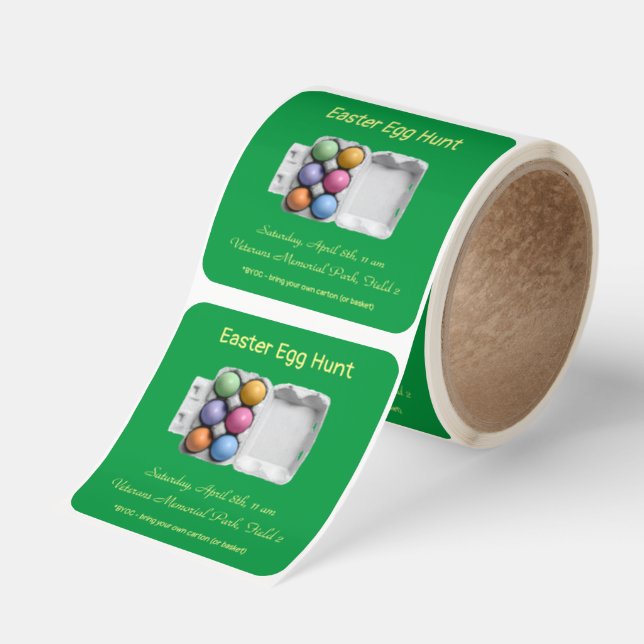 Easter Egg Hunt Invitation Roll of Square Stickers (Roll)