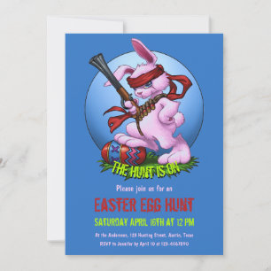 Easter Egg  Hunt is ON Funny Bunny Hunter Invitation