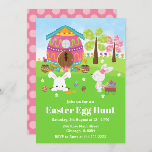 Easter Egg Hunt Party Bunny Rabbits Invitation