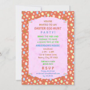 Easter Egg Hunt Party Elegant Retro Coral Pink Invitation