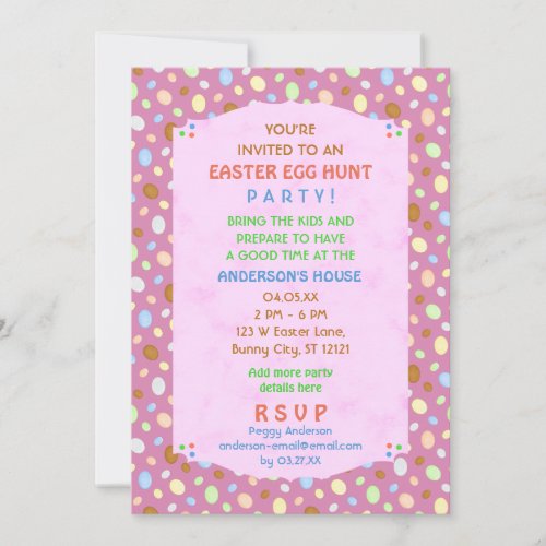 Easter Egg Hunt Party Elegant Retro Pink Purple Invitation
