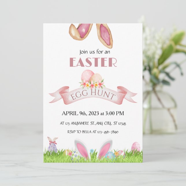 Easter Egg Hunt Party Invitation (Standing Front)