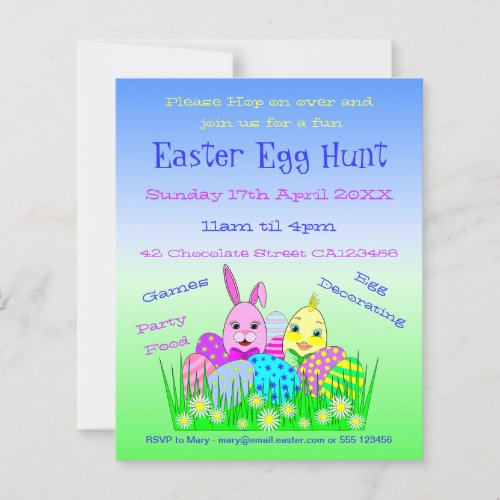 Easter Egg Hunt Party Invitation Paper Sheet