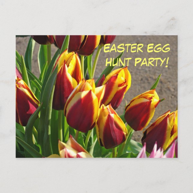 Easter Egg Hunt Party! Invitation post cards Tulip (Front)