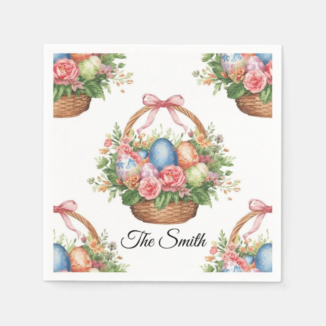 Easter Egg Hunt Party Napkins with Name (Front)