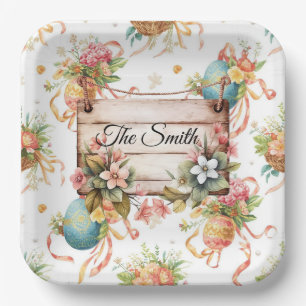Easter Egg Hunt Party with Family Name Paper Plates