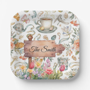 Easter Egg Hunt Party with Family Name Paper Plates