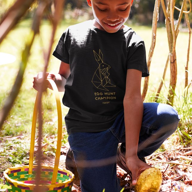 Easter Egg Hunt Personalized Black Bunny T-Shirt (Creator Uploaded)