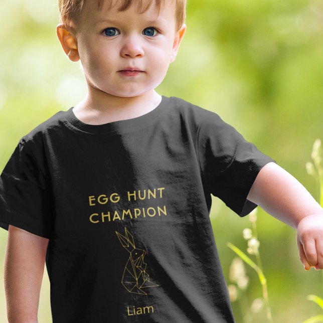 Easter Egg Hunt Personalized Cute Black Bunny Baby T-Shirt (Creator Uploaded)