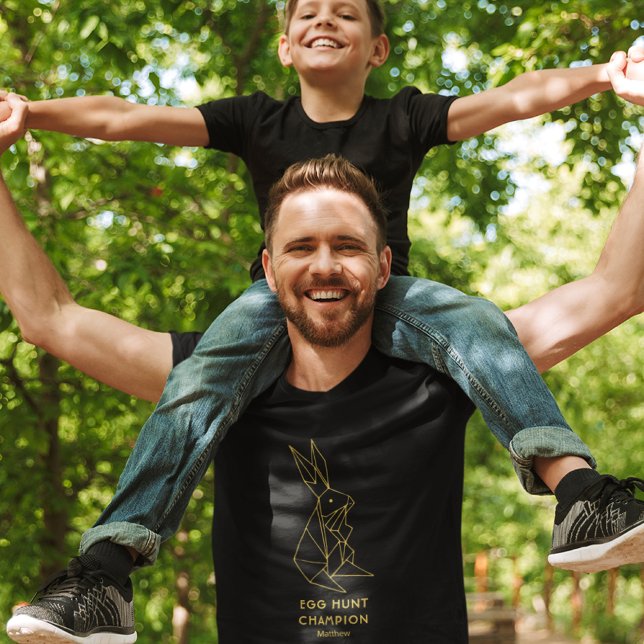 Easter Egg Hunt Personalized Minimalistic Black T-Shirt (Creator Uploaded)