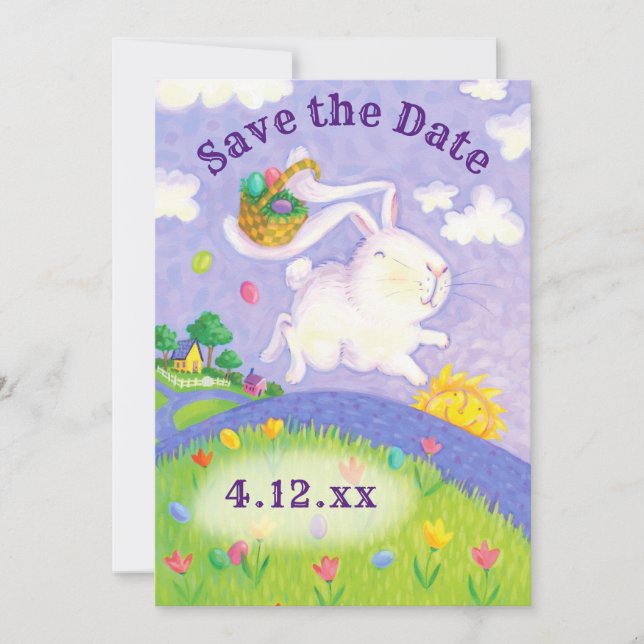 Easter Egg Hunt Save the Date Bunny Rabbit Invite (Front)