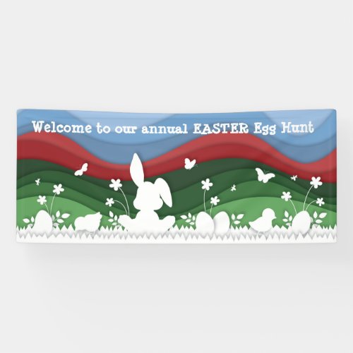 Easter egg hunt sign cute animals banner