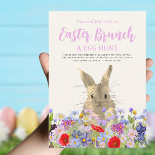 Easter Egg Hunt Spring Brunch Bunny Boho Floral Invitation