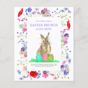 Easter Egg Hunt Spring Brunch Bunny Floral Budget Flyer