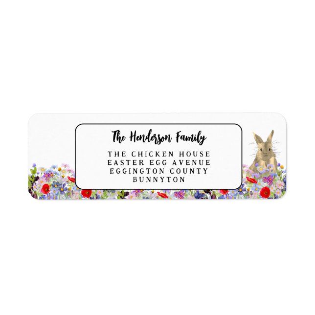 Easter Egg Hunt Spring brunch Bunny Floral Label (Front)