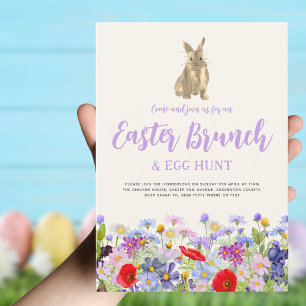 Easter Egg Hunt Spring Brunch Bunny Wildflower Invitation