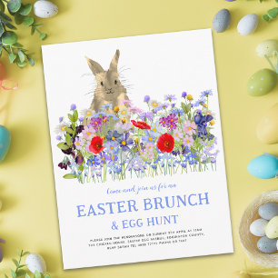 Easter Egg Hunt Spring Brunch Bunny Wildflowers Invitation Postcard