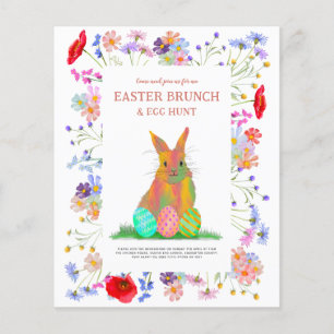 Easter Egg Hunt Spring Brunch Cute Bunny Budget Flyer