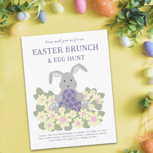 Easter Egg Hunt Spring Brunch Cute Bunny Floral Invitation Postcard