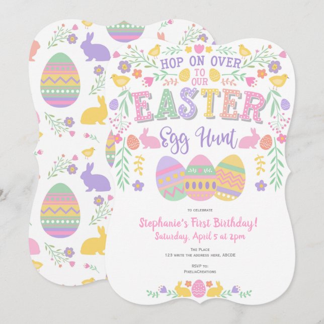 Easter egg hunt, Spring, Bunny, Easter Party Invitation (Front/Back)