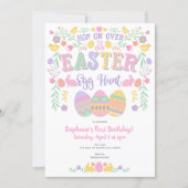 Easter egg hunt, Spring, Bunny, Girl Birthday Invitation (Front)