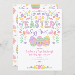 Easter egg hunt, Spring, Bunny, Girl Birthday Invitation