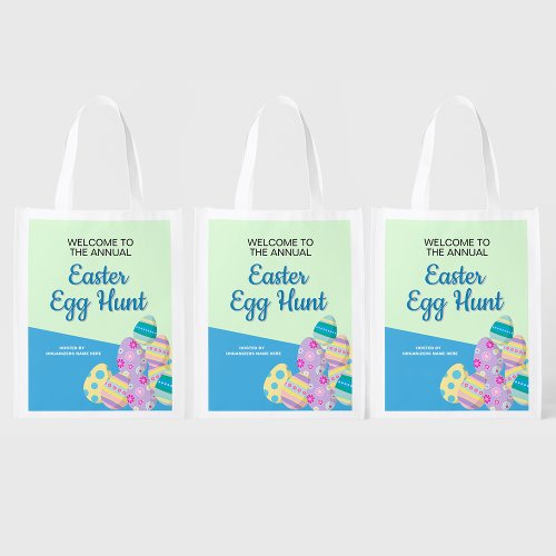 Easter Egg hunt Spring Colors Custom Grocery Bag