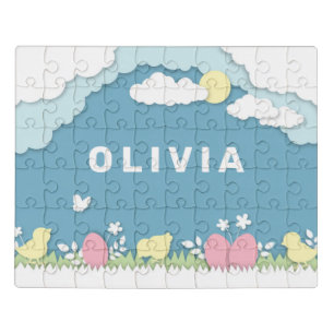 Easter egg hunt, spring holidays papercut nature jigsaw puzzle