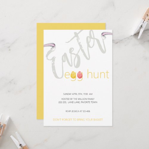 Easter Egg Hunt Watercolor Illustration Invitation