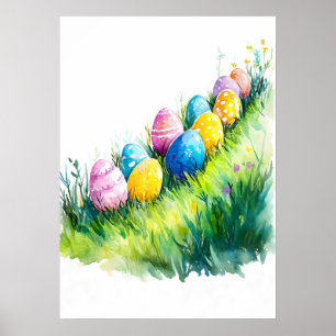 Easter Egg Hunt Watercolor Poster