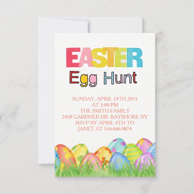 Easter Egg Hunt watercolors Invitation (Front)